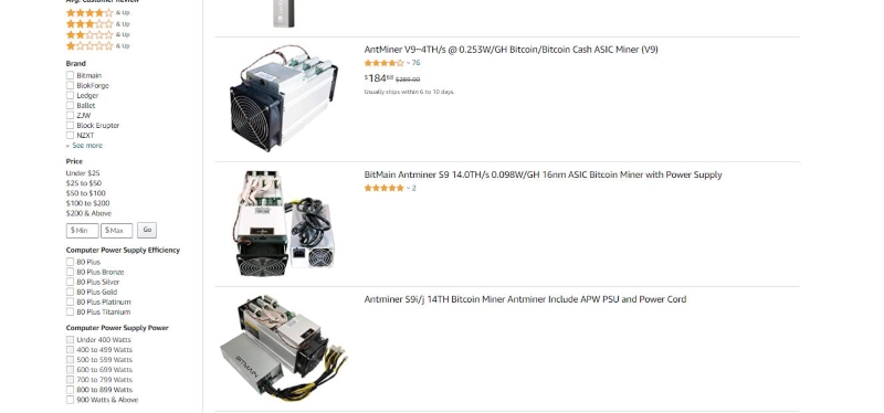 Bitcoin miners for sale on Amazon